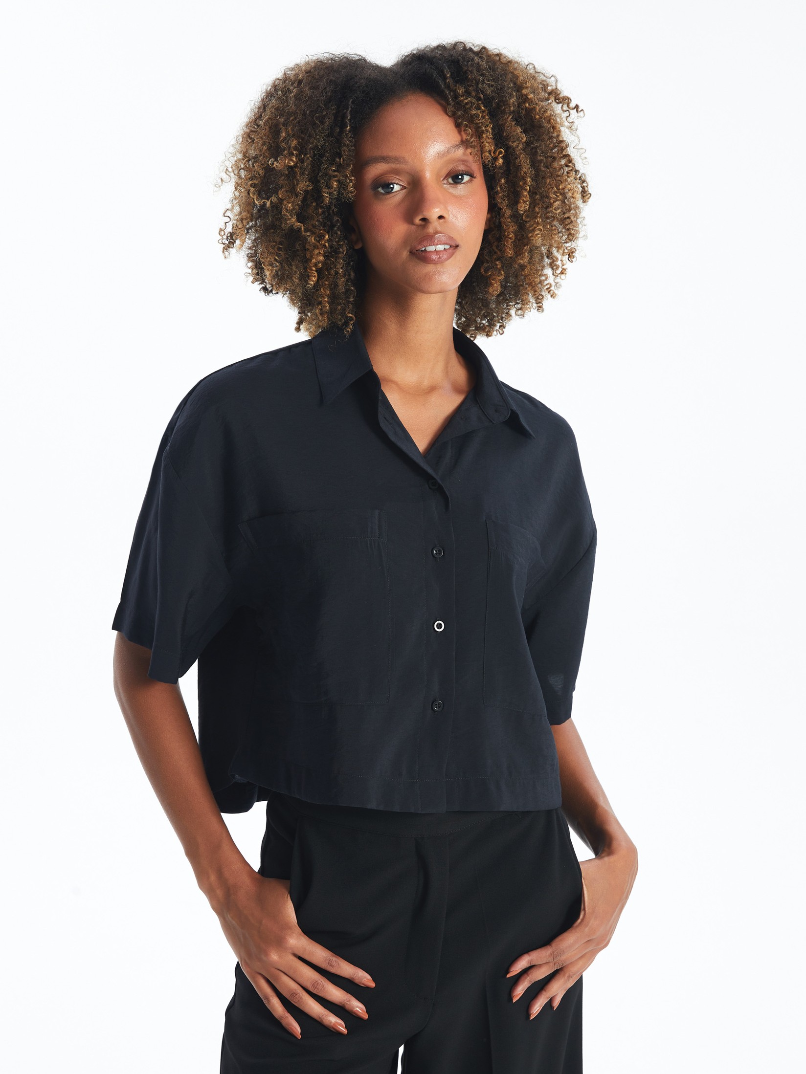 LC Waikiki Ženska košulja S49712Z8-CVL, Crna