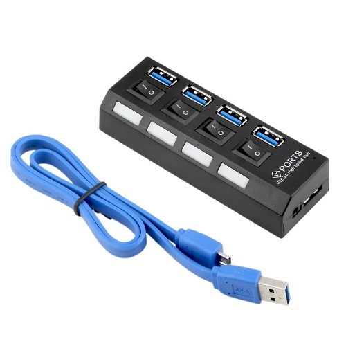 E-green USB Hub 4-port USB 3.0, Crni