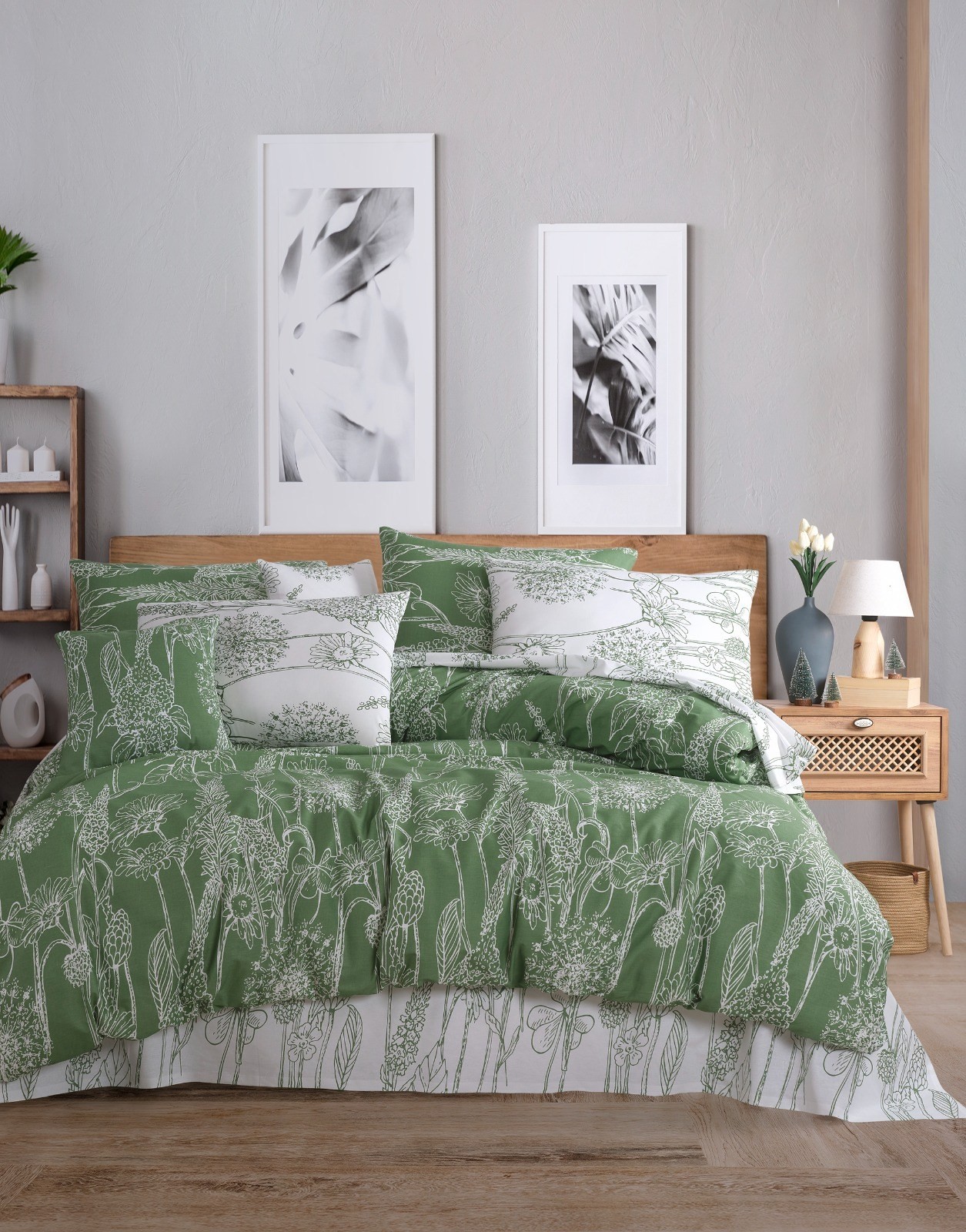 L'essentiel Maison Komplet posteljina Lara, 200x220 cm, 220x240 cm, Zelena-Bela