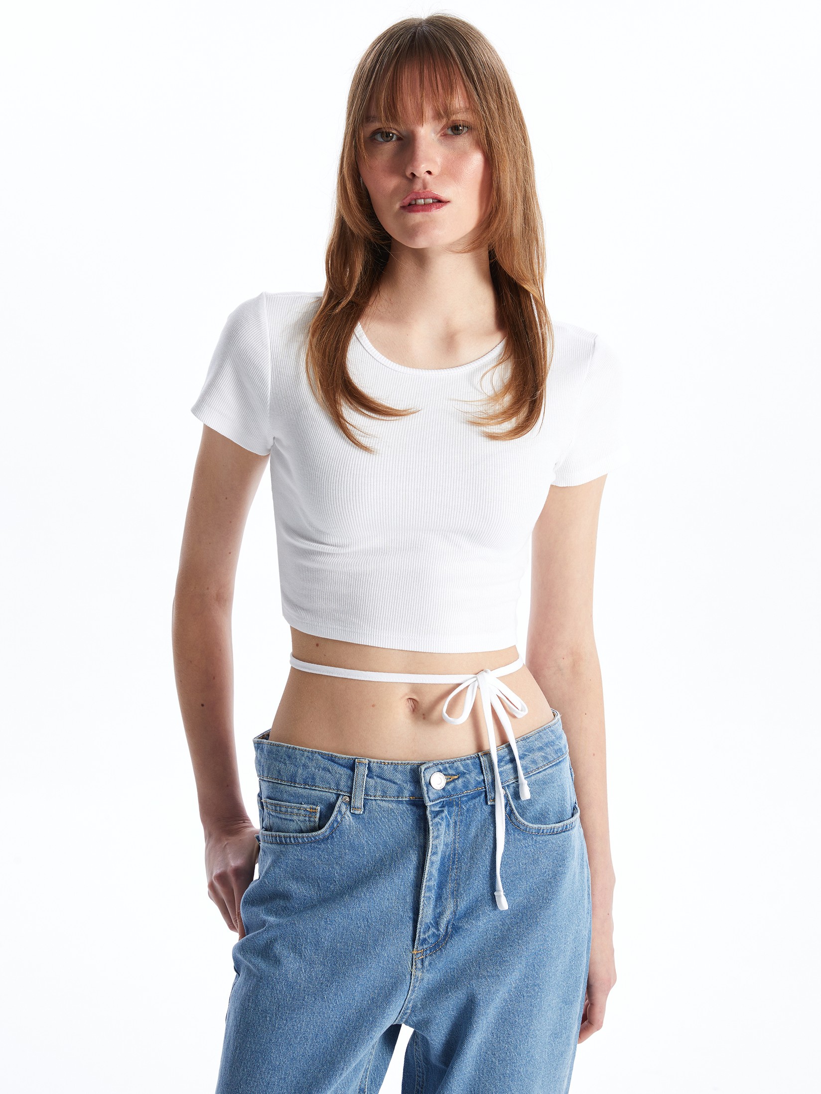 LC Waikiki Ženski Crop Top S47685Z8-Q6K, Beli