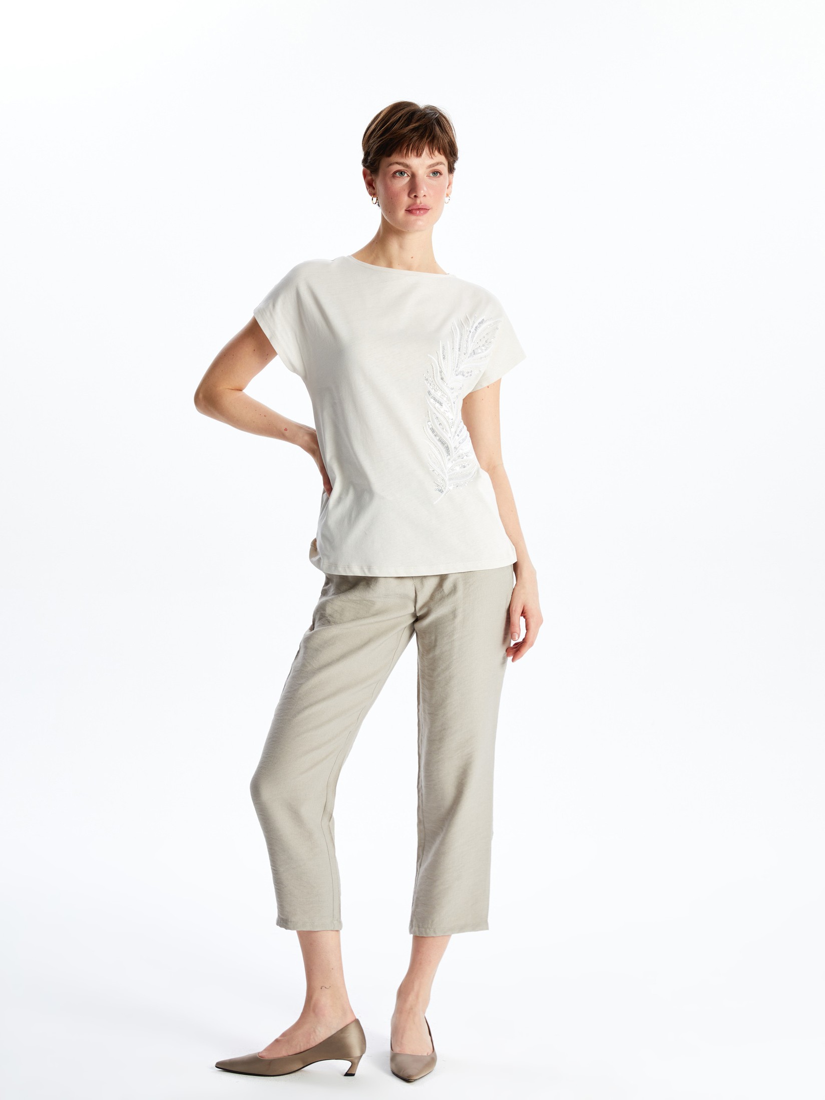 LC Waikiki Ženske pantalone S30145Z8-GD0, Bež