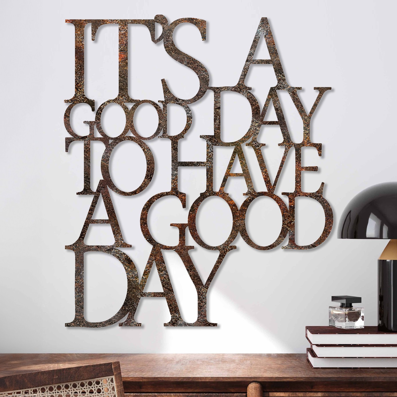 Wallity Zidna dekoracija Rusty Have a Good Day, 70x61 cm, Braon