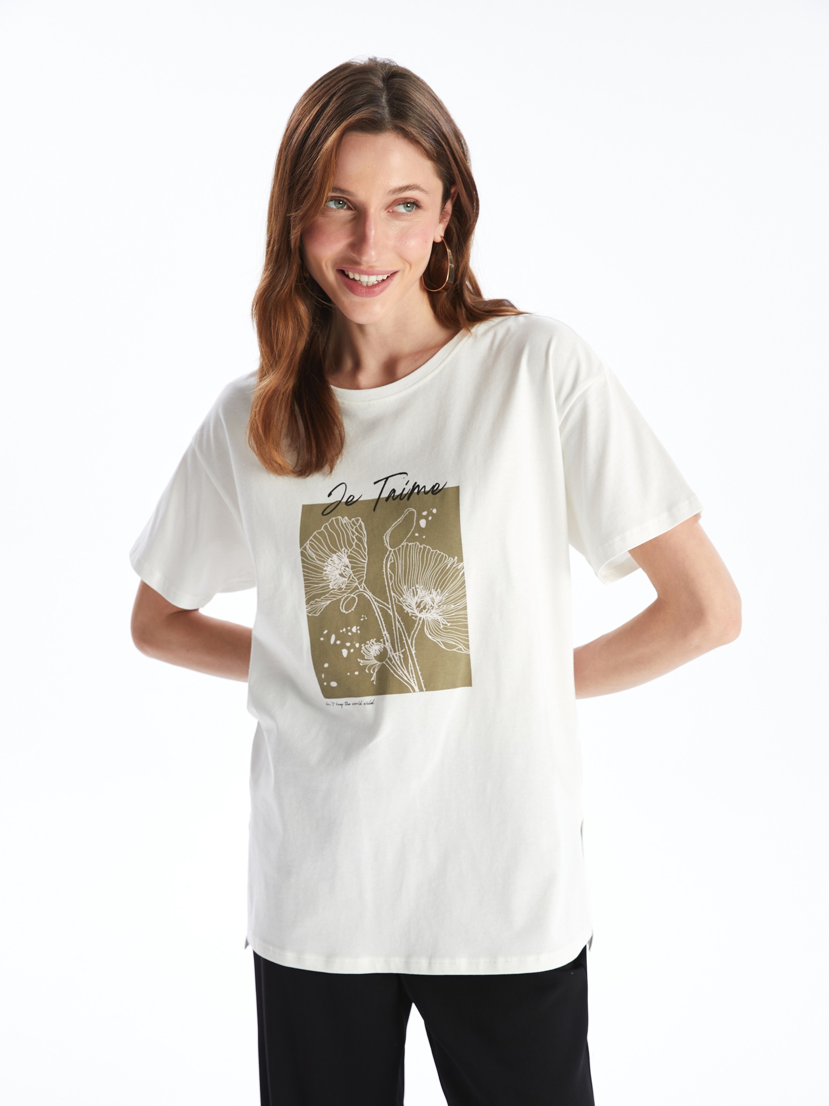 LC Waikiki Ženska majica S4IN40Z8-R9J, Krem