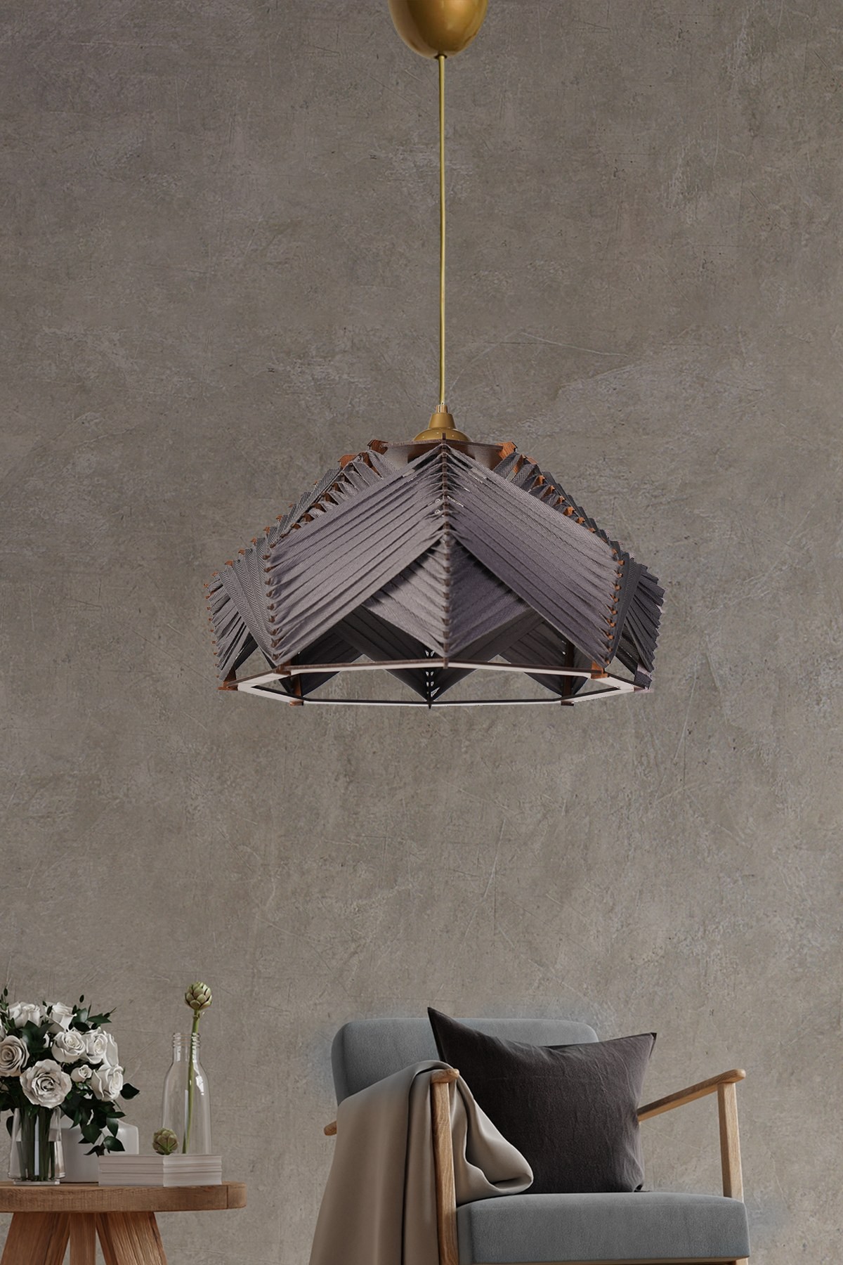 Opviq Luster YL236, 20cm, 35 cm, E27, 60 cm Kabl, Sivi