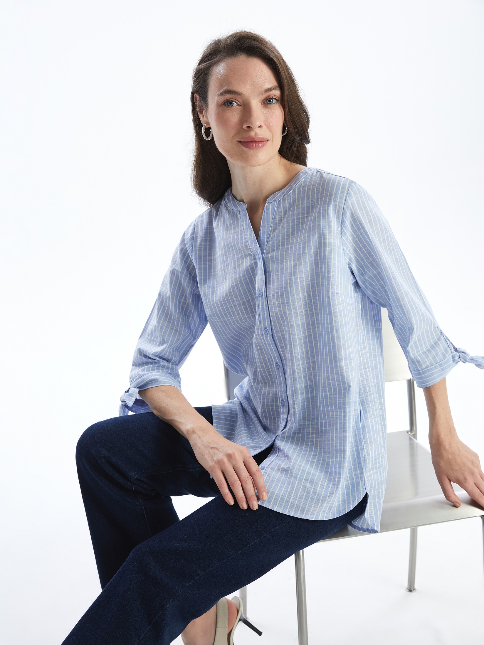 LC Waikiki Ženska košulja S57163Z8-LEN, Plava