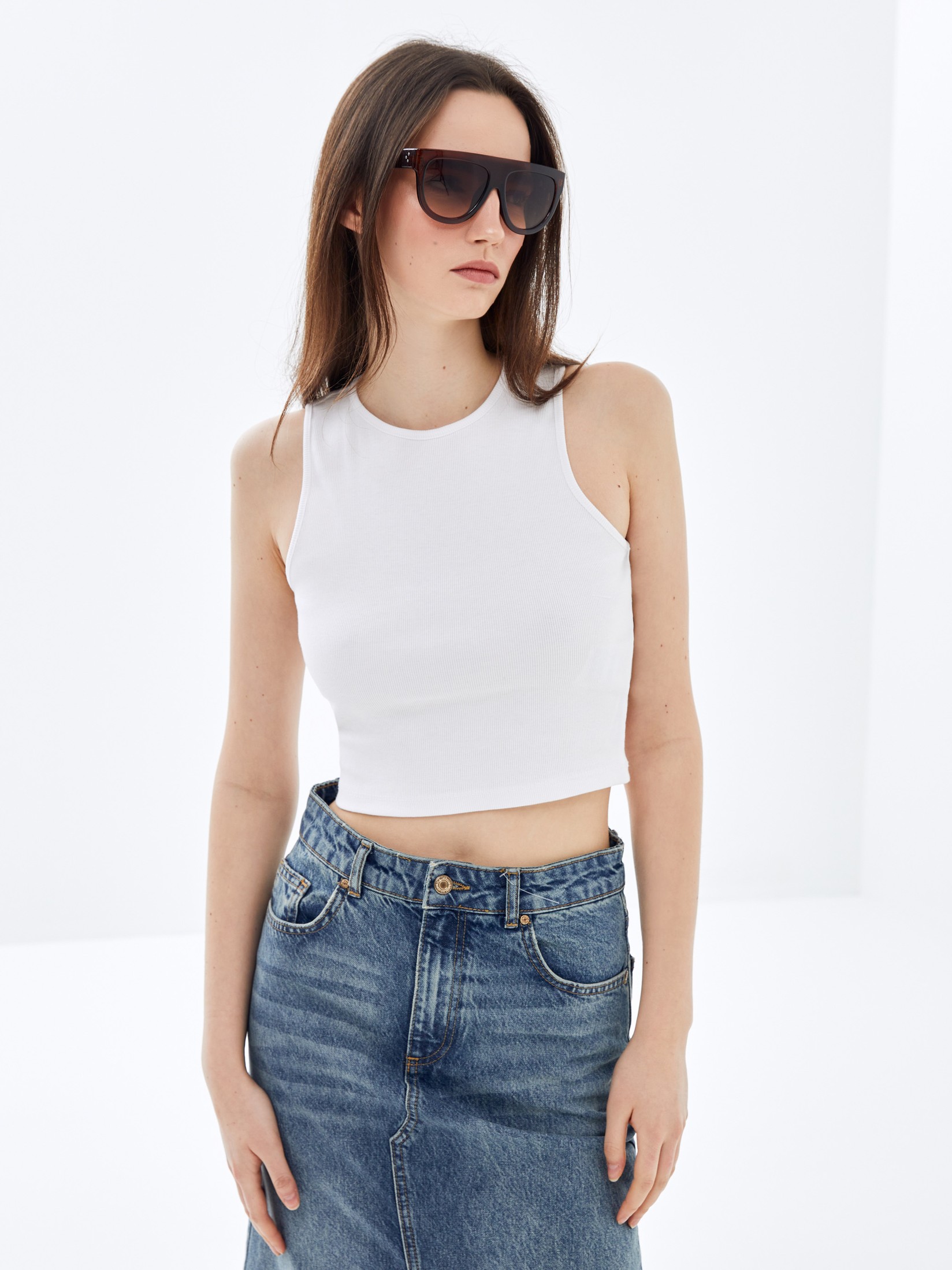 LC Waikiki Ženski Crop Top S44558Z8-Q6K, Beli