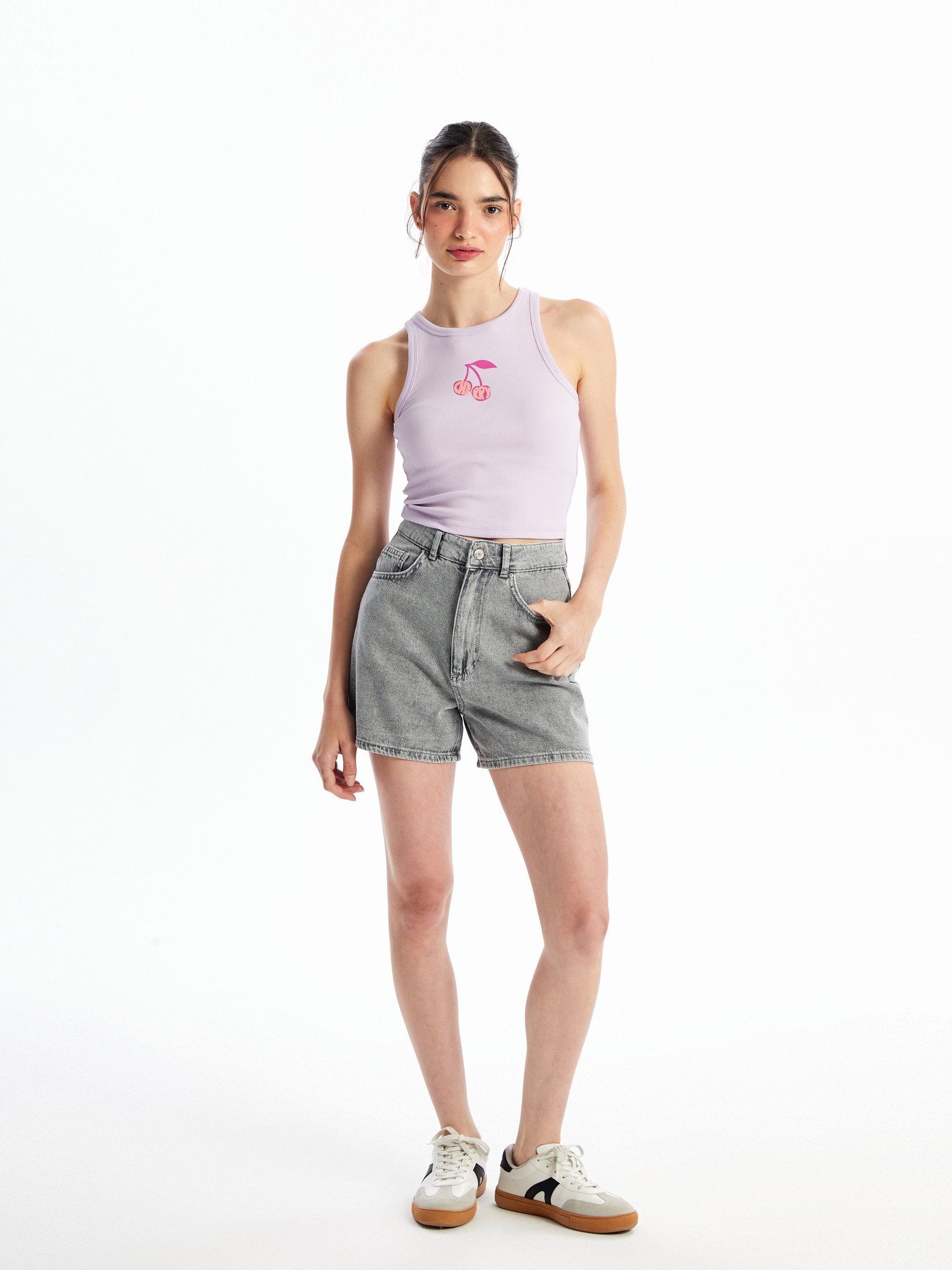 LC Waikiki Ženski teksas šorc S49644Z8-LWM, Sivi