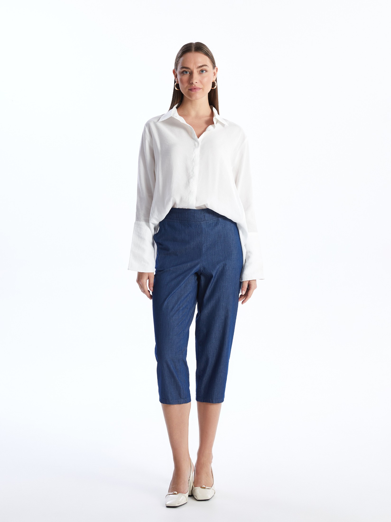 LC Waikiki Ženske teksas Kapri pantalone S4FA49Z8-309, Plave