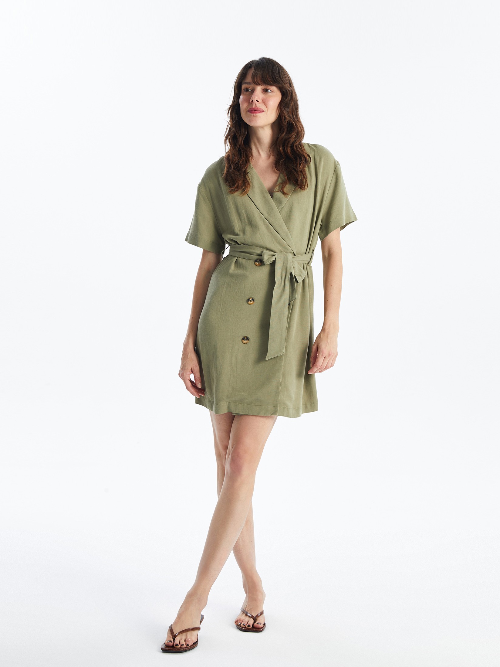 LC Waikiki Ženska haljina S4NH51Z8-GUY, Zelena