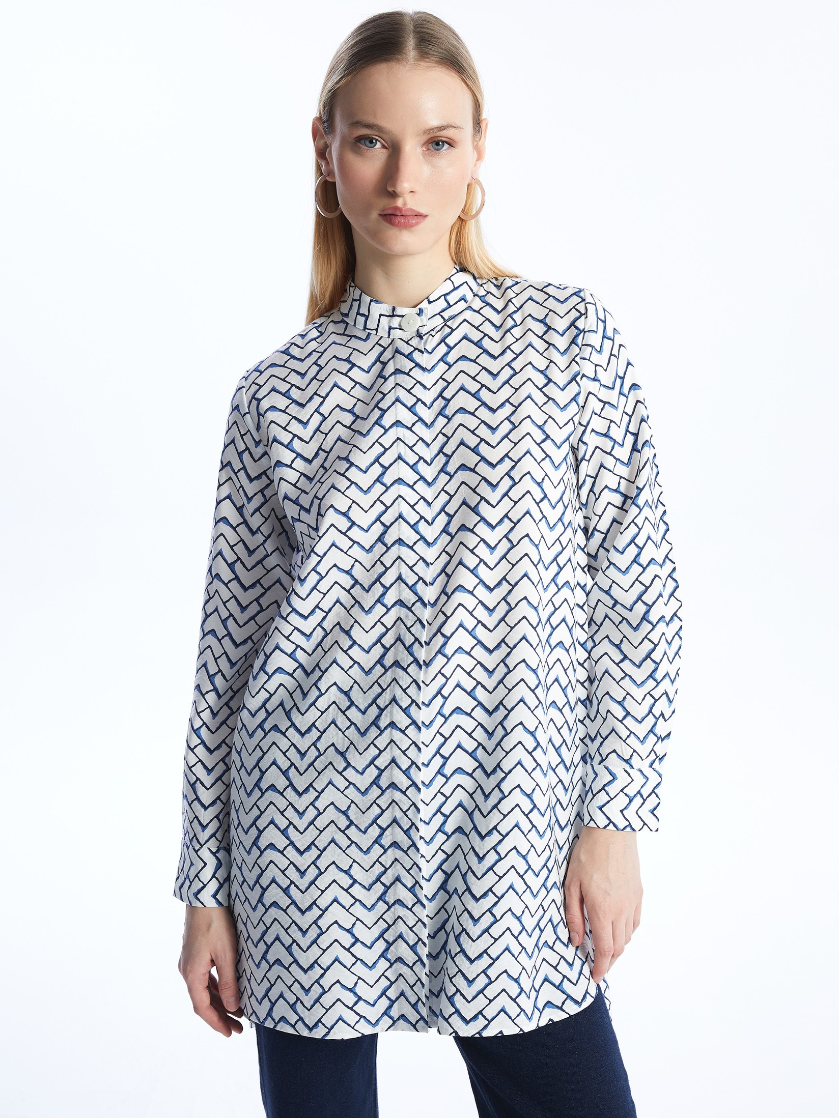 LC Waikiki Ženska košulja tunika S4H926Z8-LRA, Krem