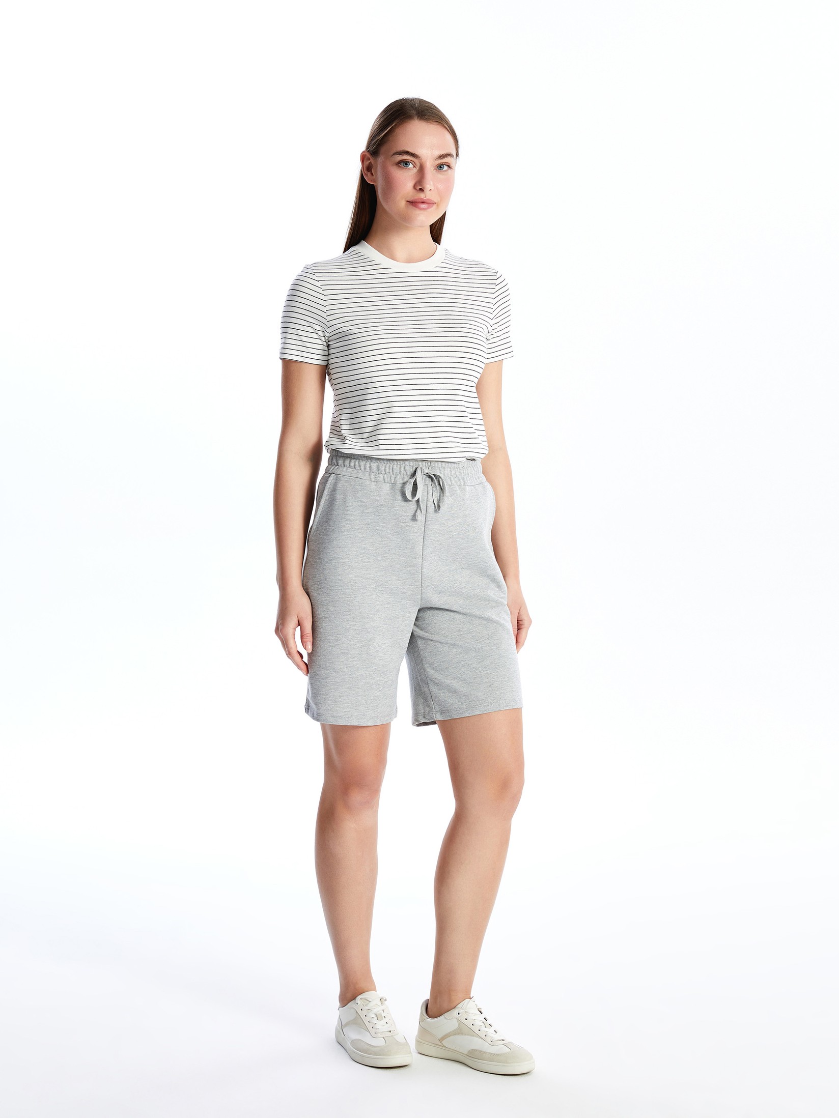 LC Waikiki Ženski šorts S4IM46Z8-CX7, Sivi