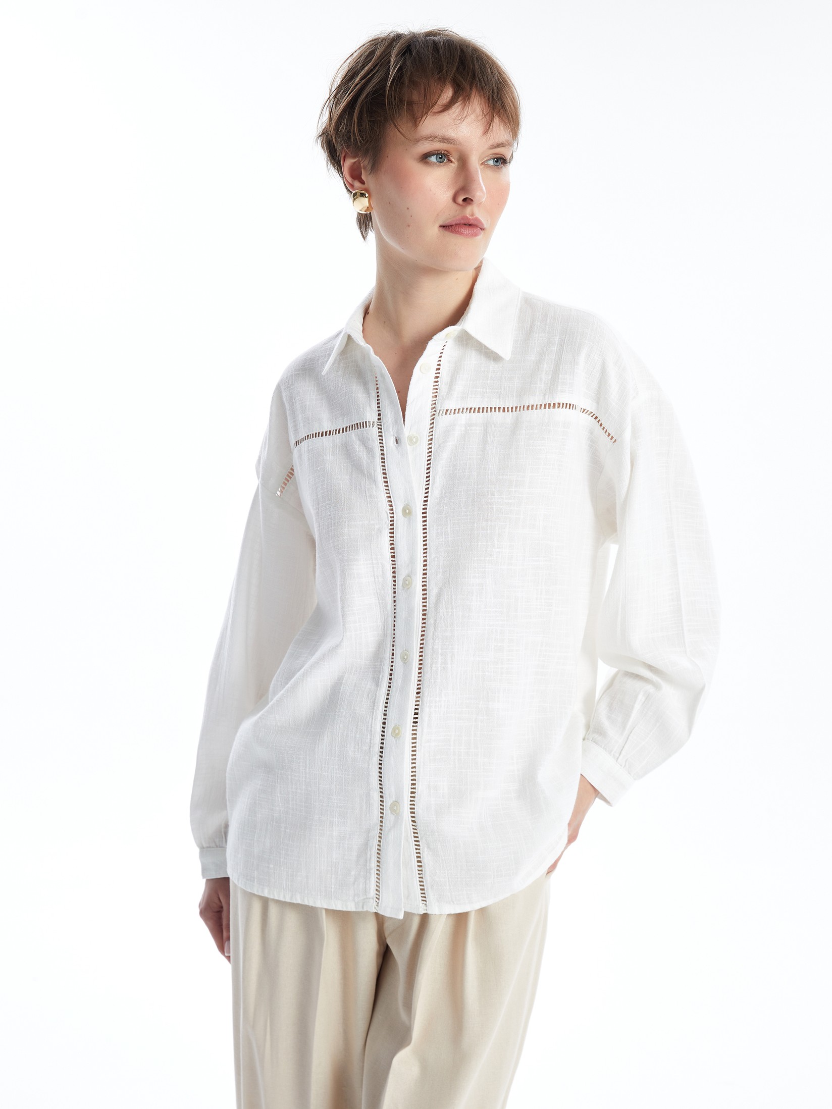 LC Waikiki Ženska košulja S4II29Z8-FFB, Bela