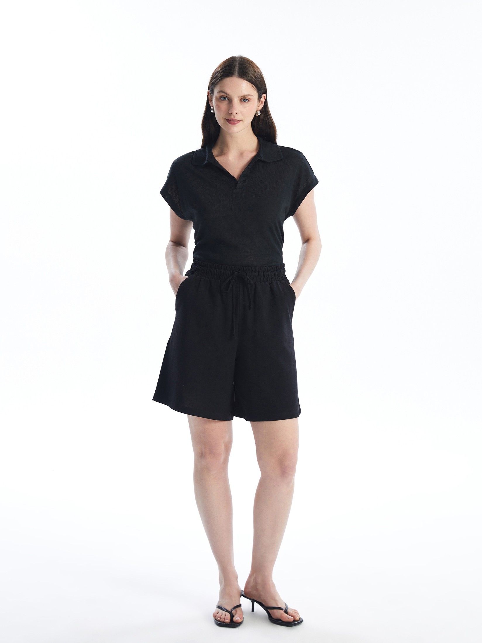 LC Waikiki Ženski šorts S4J804Z8-CVL, Crni