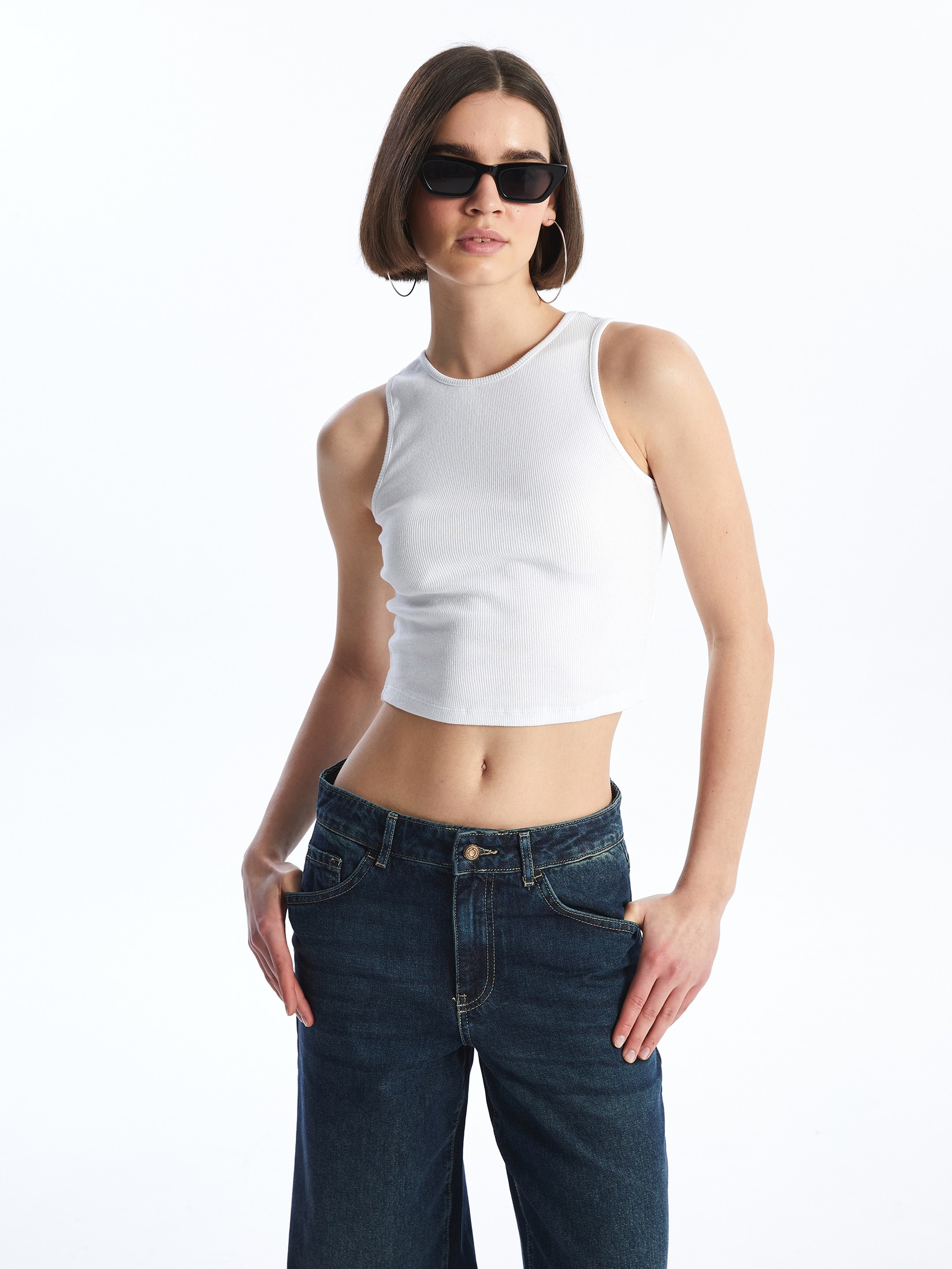 LC Waikiki Ženski Crop Top S4AG15Z8-Q6K, Beli