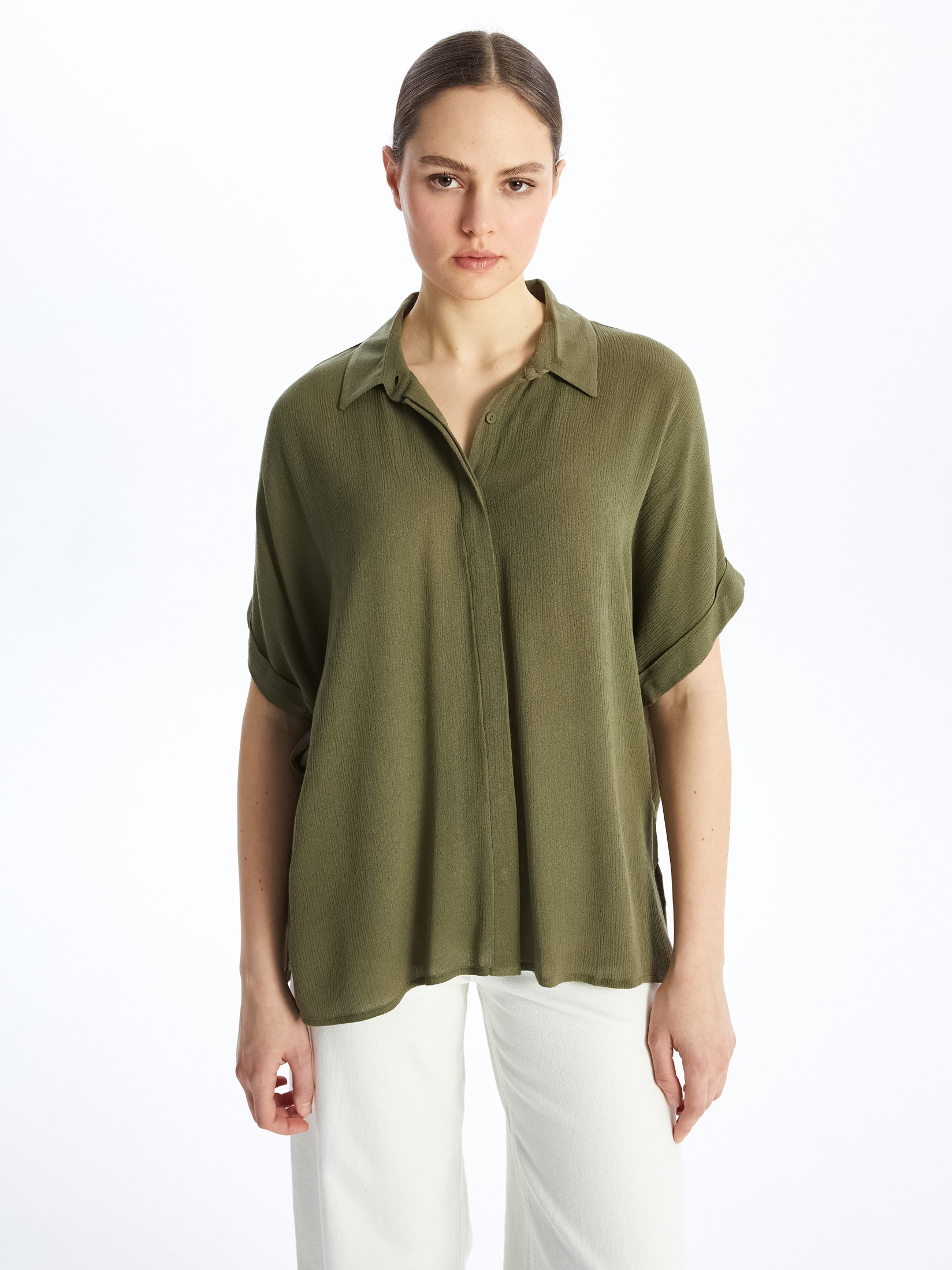 LC Waikiki Ženska košulja S4H935Z8-K6F, Maslinasta