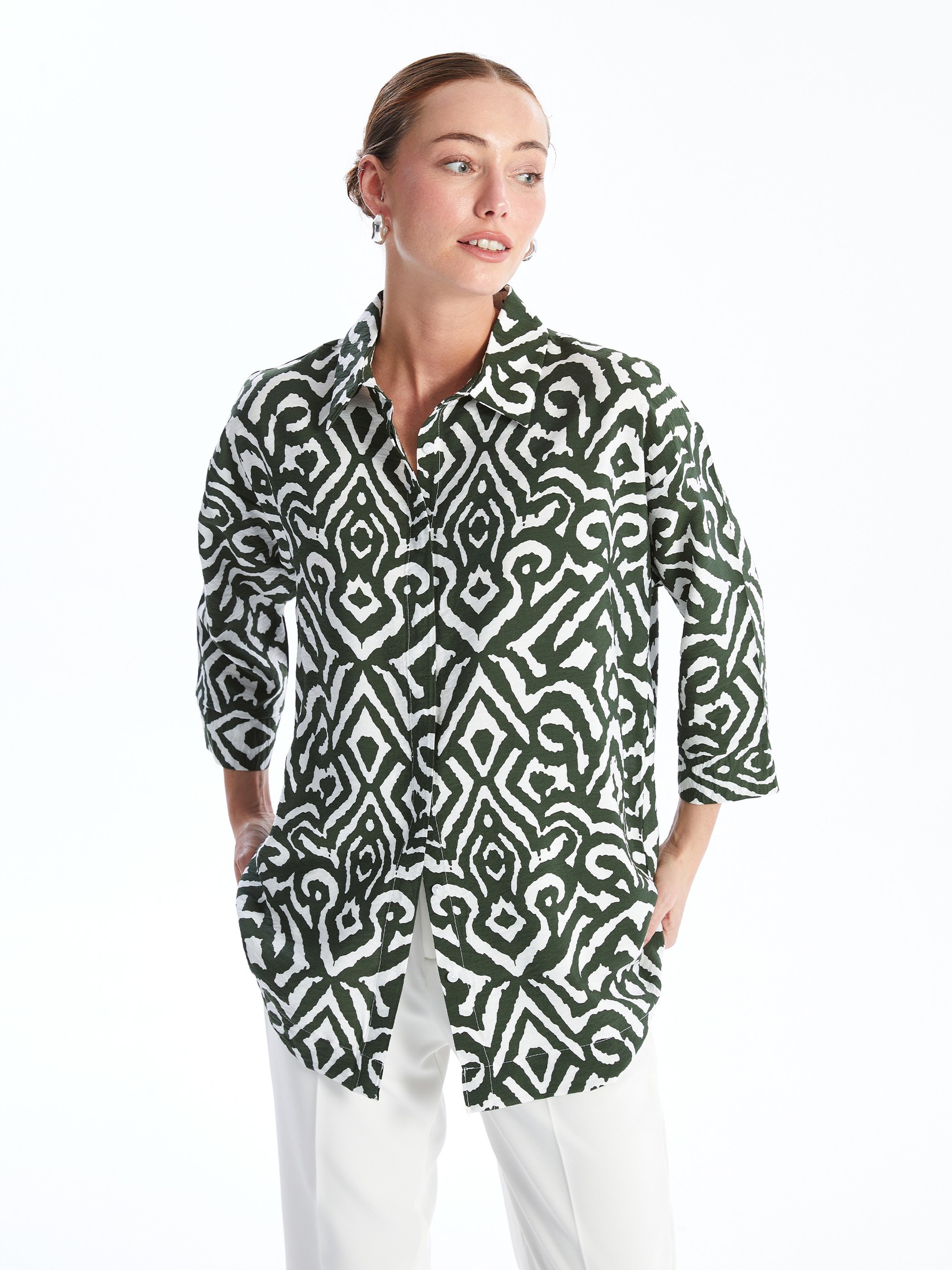 LC Waikiki Ženska košulja S4N563Z8-LRR, Zelena