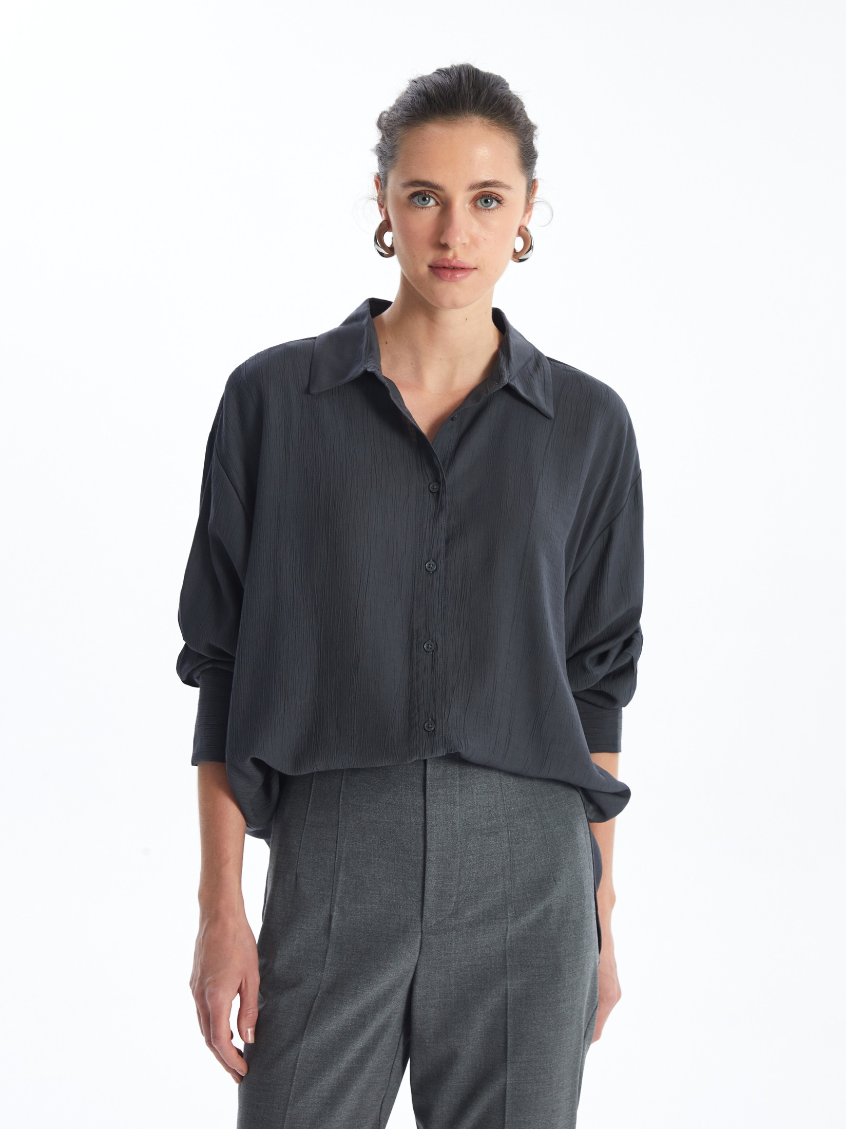 LC Waikiki Ženska košulja S4I422Z8-YAN, Antracit