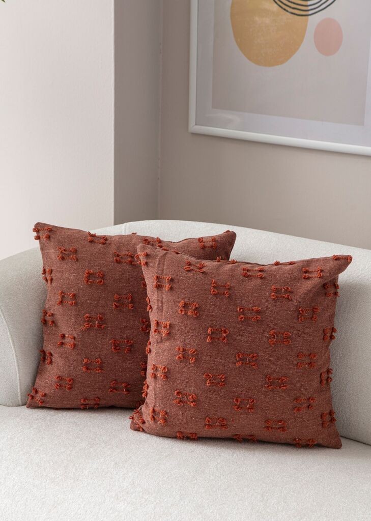 Aberto Design Set dekorativnih jastučnica Tuffet, 43x43 cm, 2 komada, Terakota