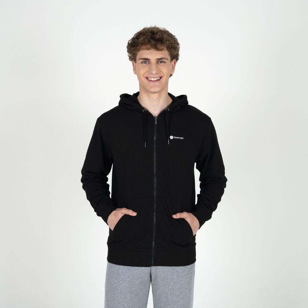 Slazenger Muški duks sa kapuljačom Logo Full Zip Hoody, Crni