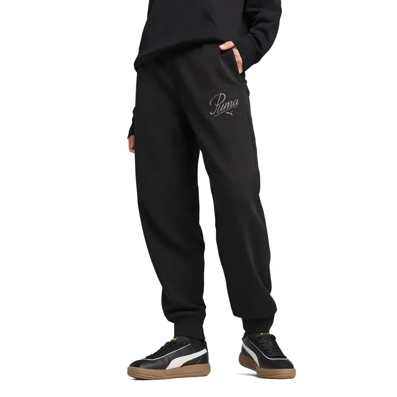 Puma Muški donji deo trenerke Ess Script Comfort Sweatpants Tr Cl, Crni