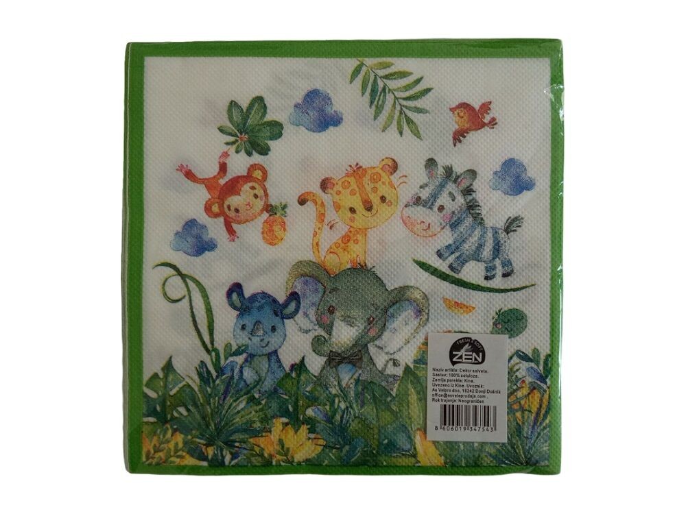 Dekor salvete Jungle, Šarene