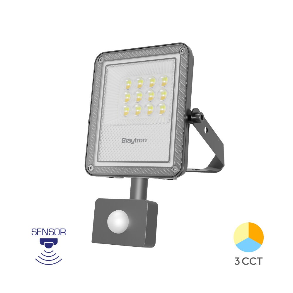 Braytron LED reflektor BRY-FLOOD-PF-10W-GRY-3IN1-SNS-IP65