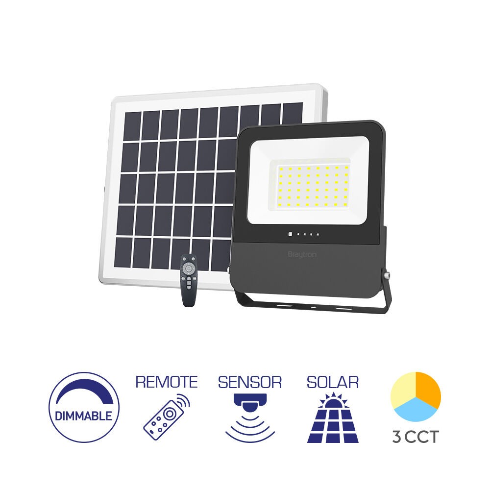 Braytron Solarni LED reflektor BRY-SOLAR PL-30W-3U1-DALJINSKI-IP65