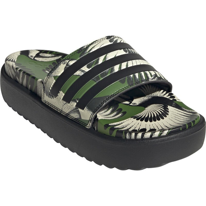 Adidas ženske papuče na platformi Adilet, zeleno-crne