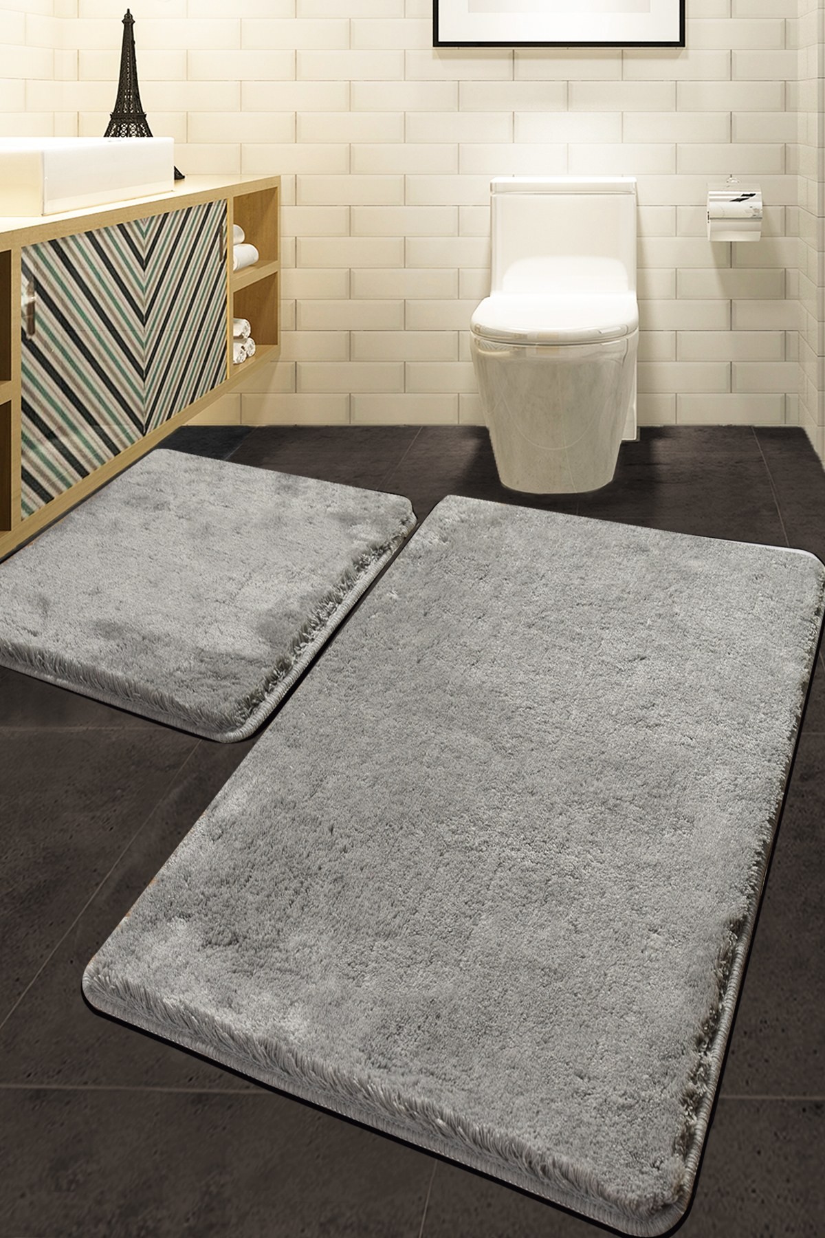 L'essentiel Maison Set 2 prostirke za kupatilo Sivi