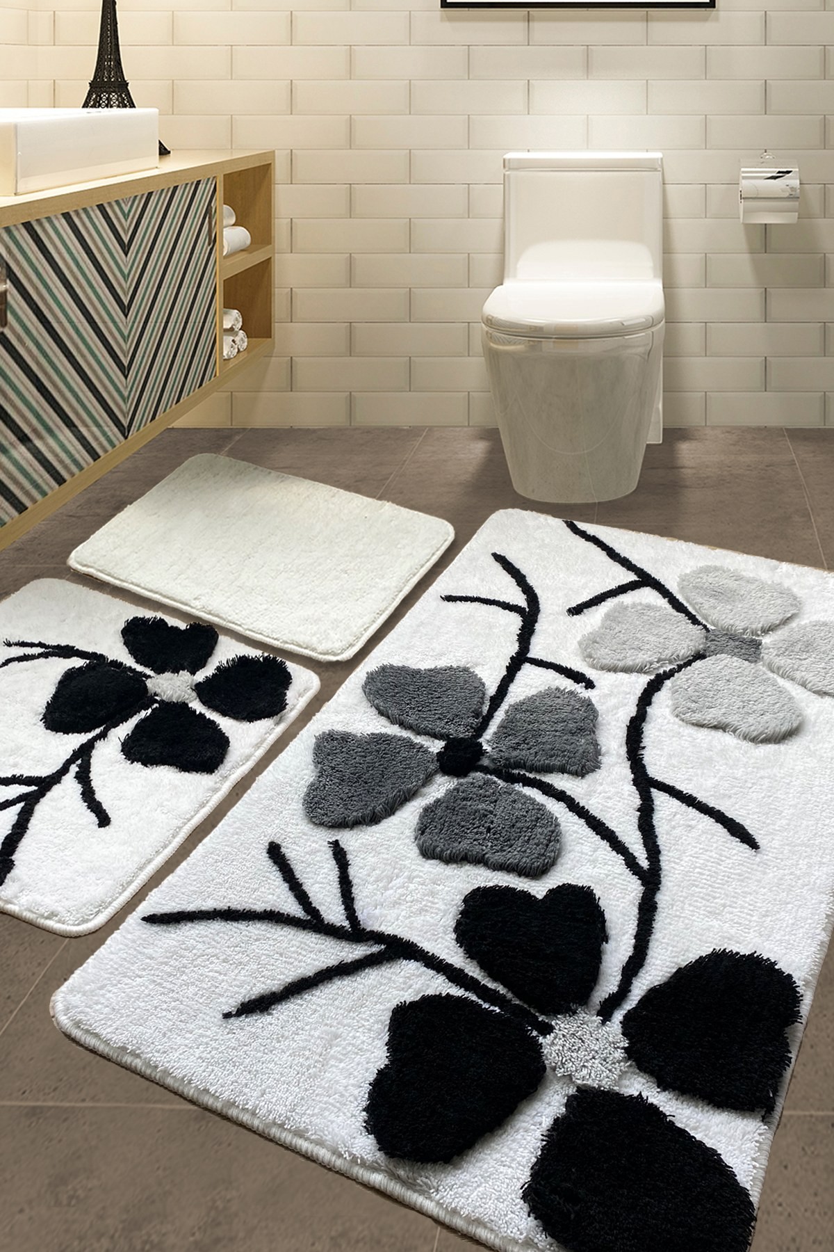 L'essentiel Maison Set 3 prostirke za kupatilo Šareni