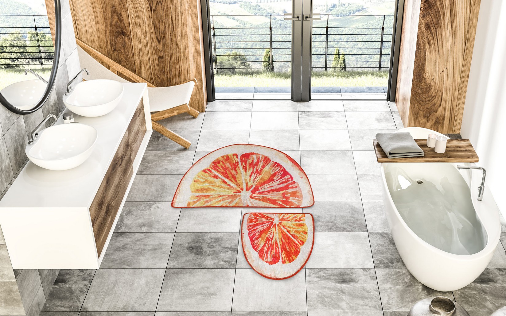 L'essentiel Maison Set 2 prostirke za kupatilo Šareni