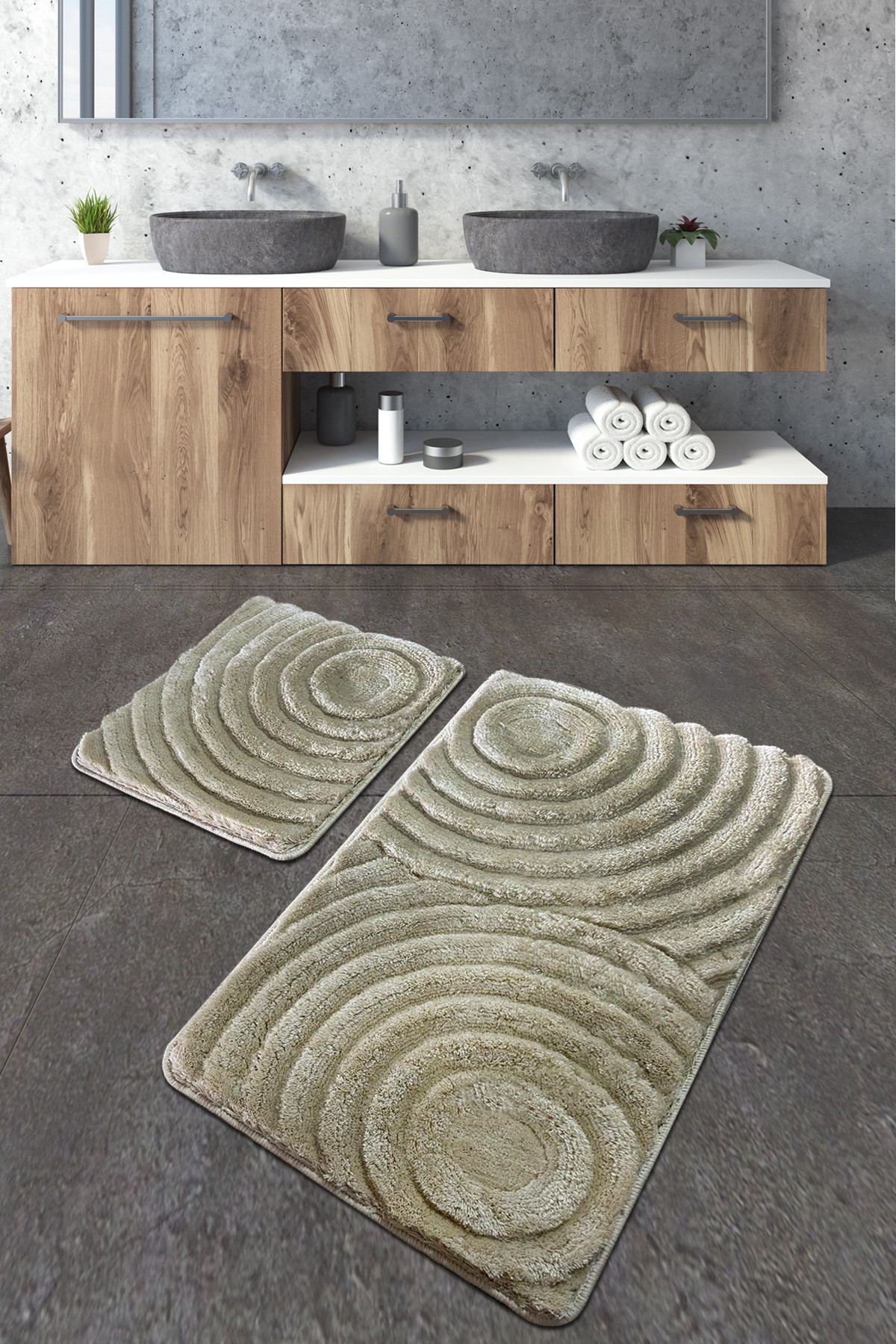 L'essentiel Maison Set 2 prostirke za kupatilo Krem