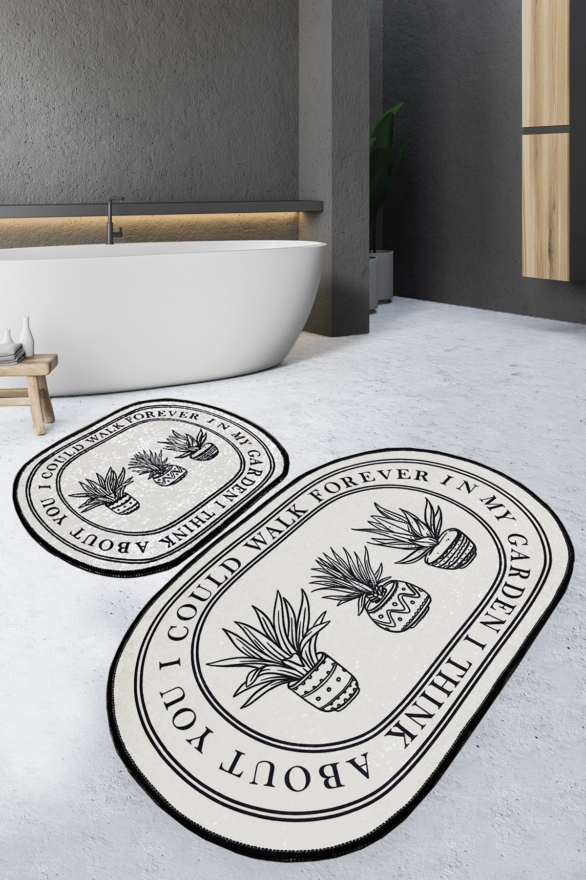 L'essentiel Maison Set 2 prostirke za kupatilo Krem-Crni