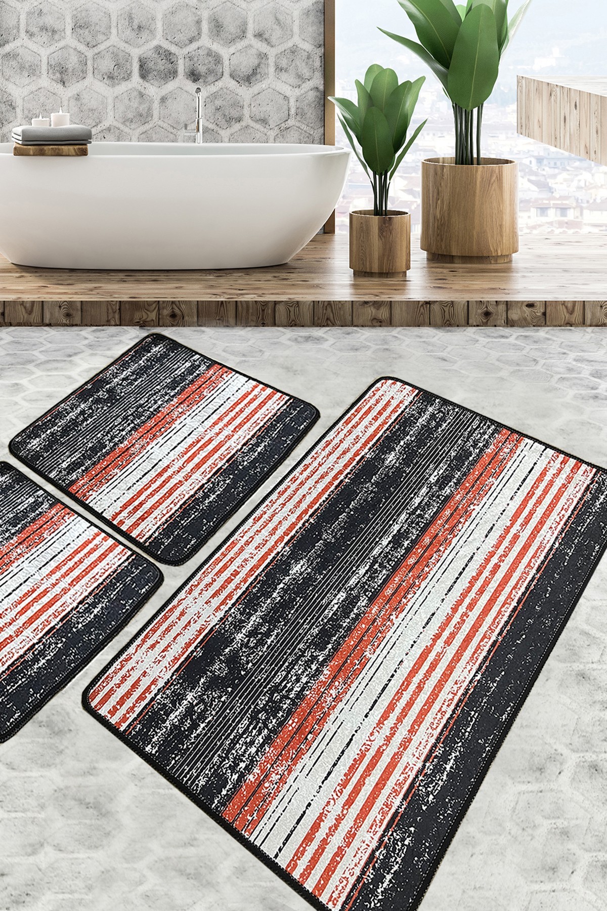 L'essentiel Maison Set 3 prostirke za kupatilo Šareni