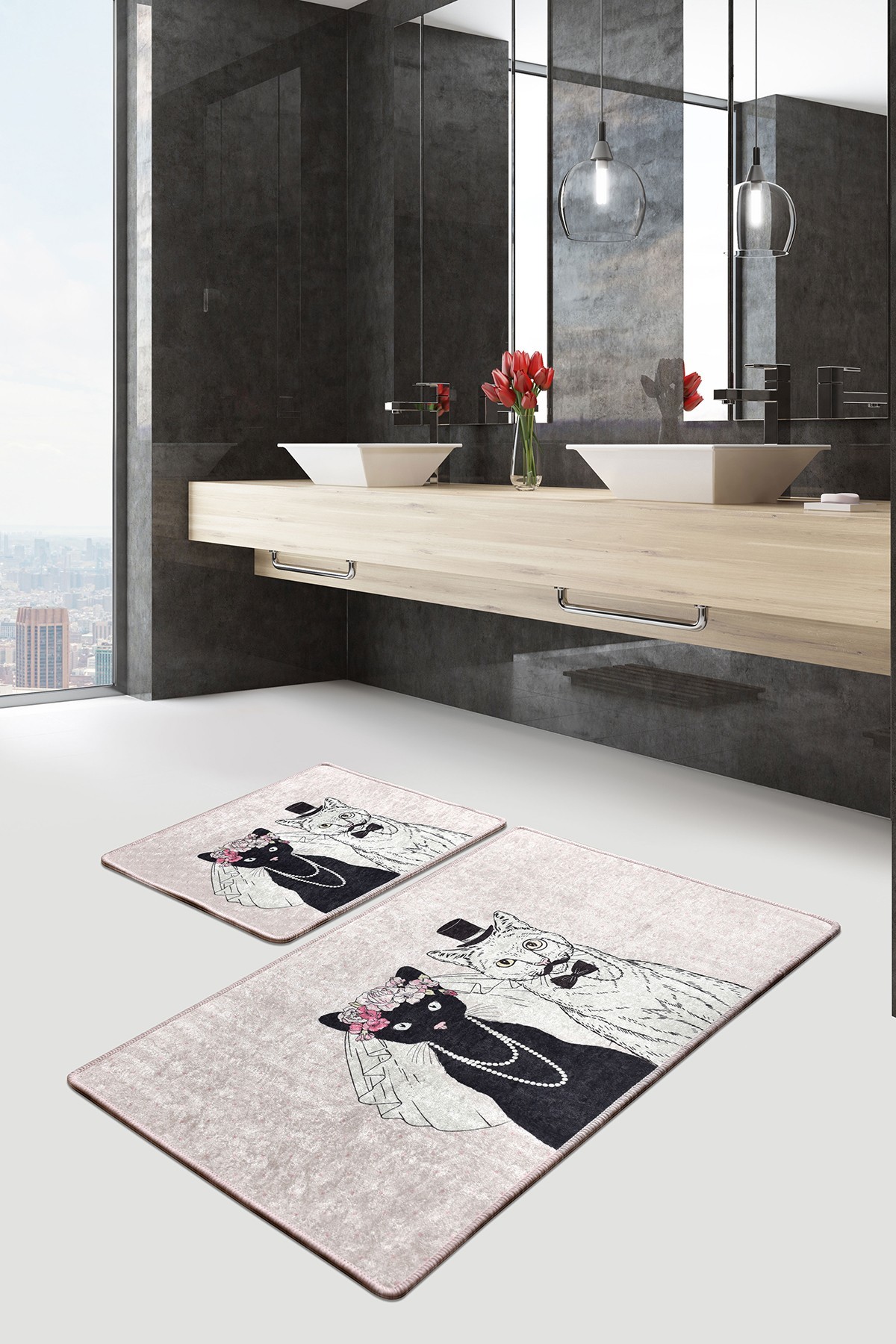 L'essentiel Maison Set 2 prostirke za kupatilo Šareni