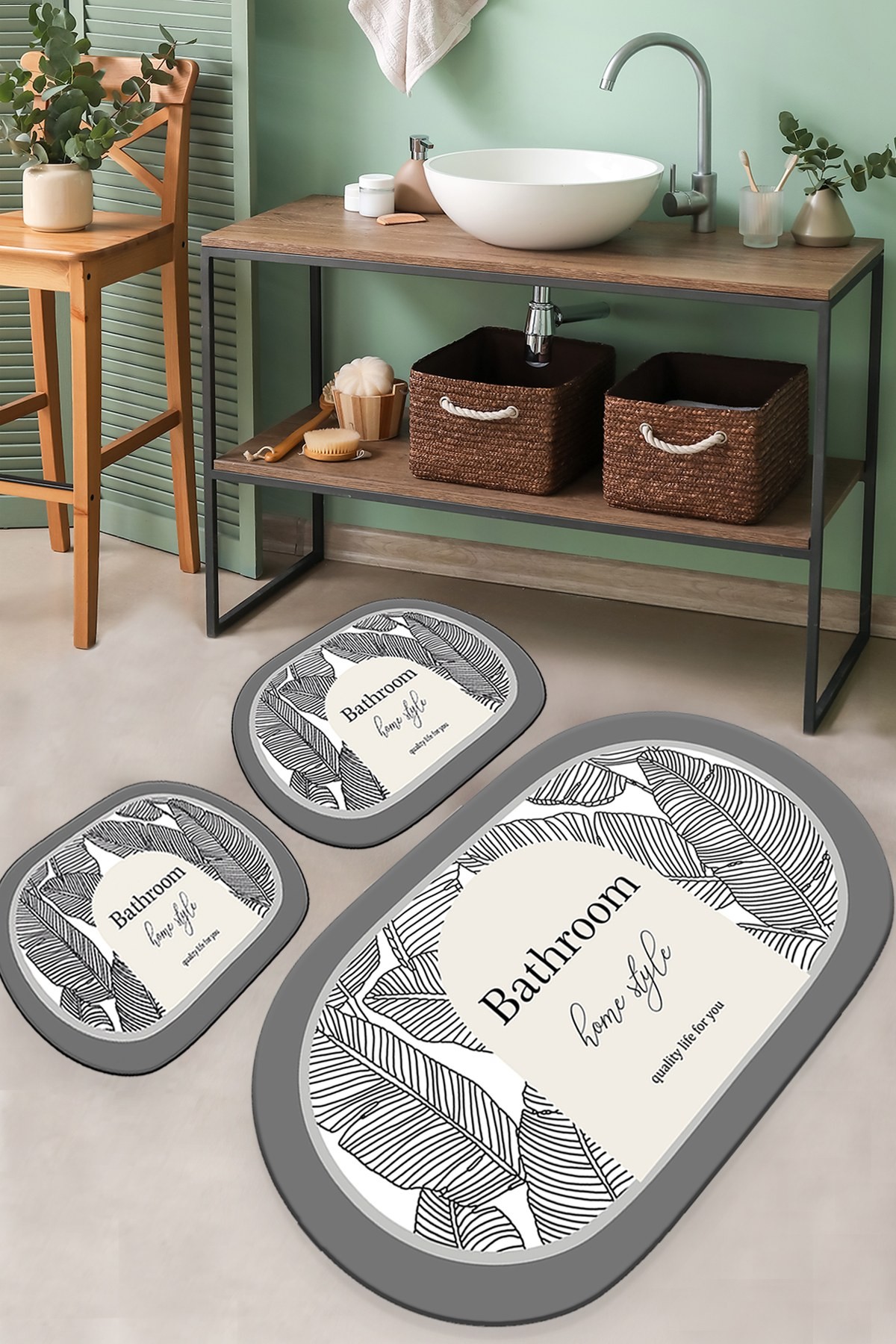 L'essentiel Maison Set 3 prostirke za kupatilo Šareni