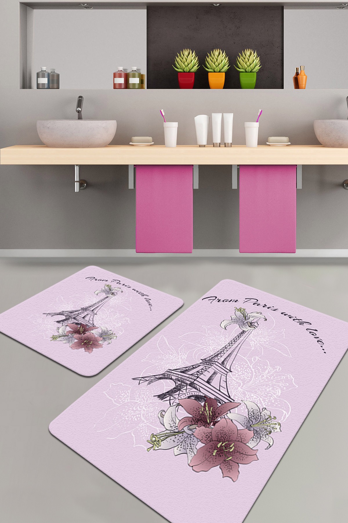 L'essentiel Maison Set 2 prostirke za kupatilo Šareni