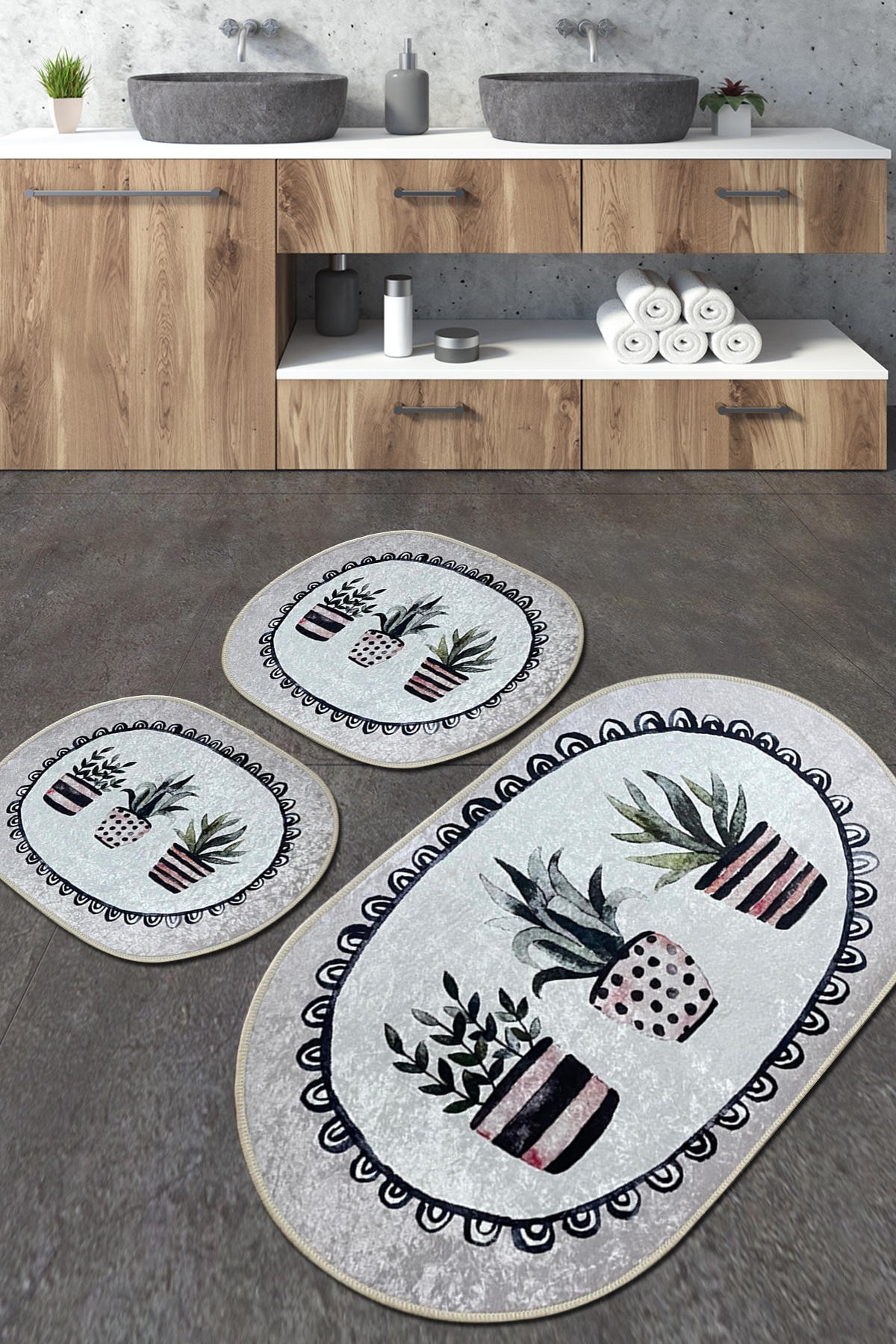 L'essentiel Maison Set 3 prostirke za kupatilo Šareni