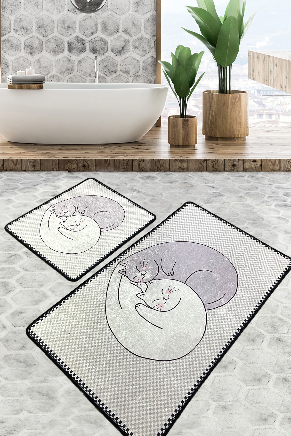 L'essentiel Maison Set 2 prostirke za kupatilo Šareni