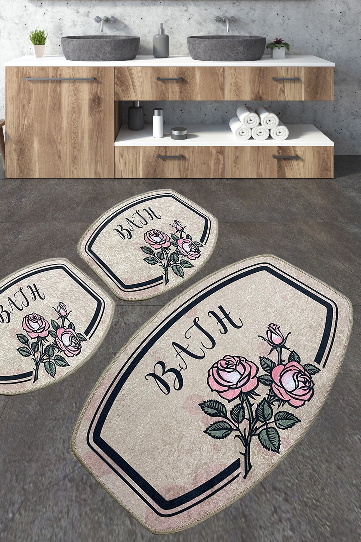 L'essentiel Maison Set 3 prostirke za kupatilo Šareni