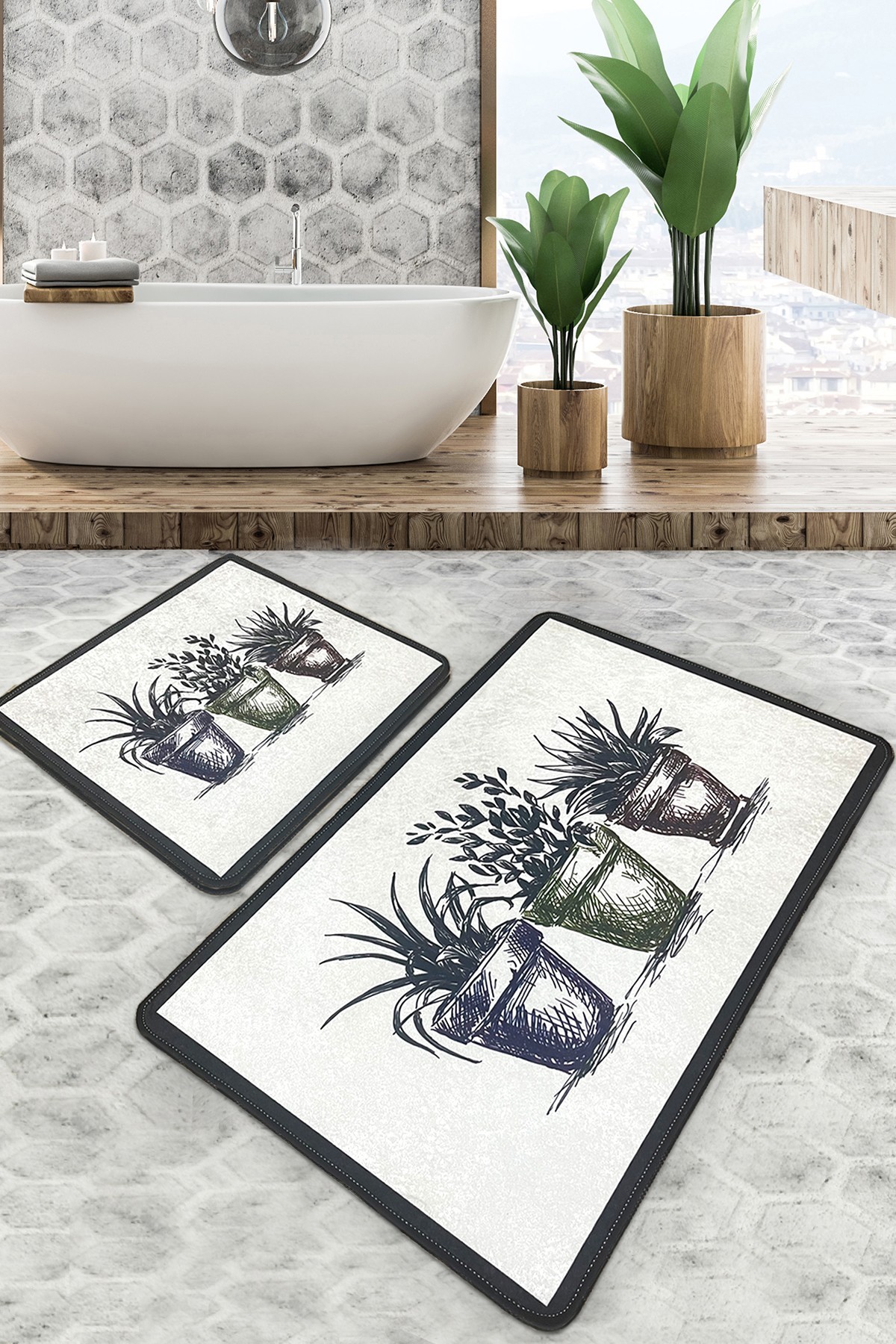 L'essentiel Maison Set 2 prostirke za kupatilo Šareni