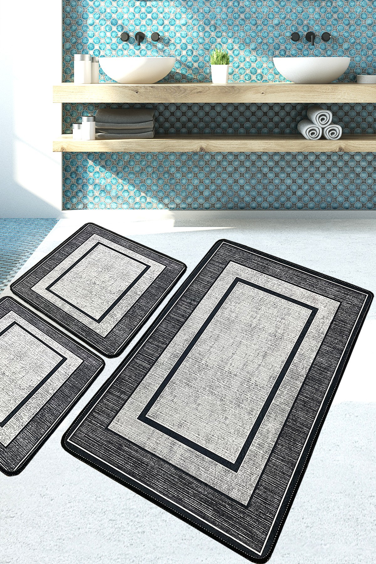 L'essentiel Maison Set 3 prostirke za kupatilo Šareni