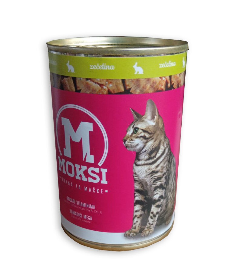 Moksi Vlažna hrana za mačke, Zečetina, 415g
