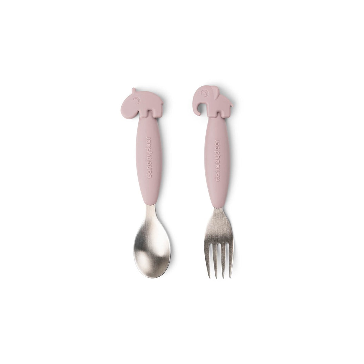 DONE BY DEER Kašika i viljuška Deer Friends, 2 komada, Roze