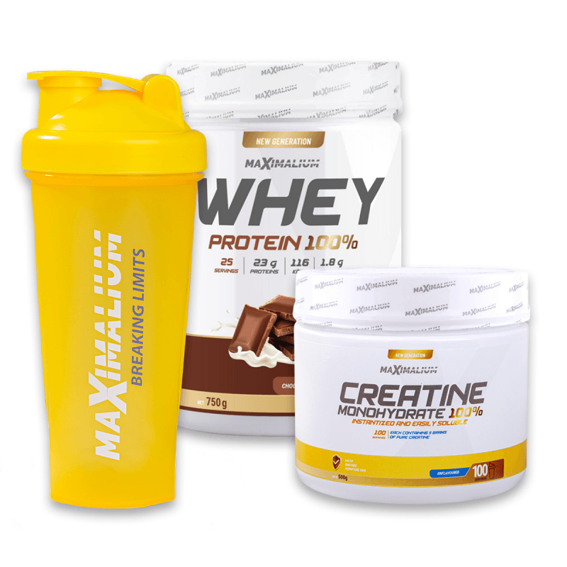 Maximalium Paket "Vojvoda od mišića", Whey Protein Čokolada 750g + Kreatin Monohidrat 500g + Šejker