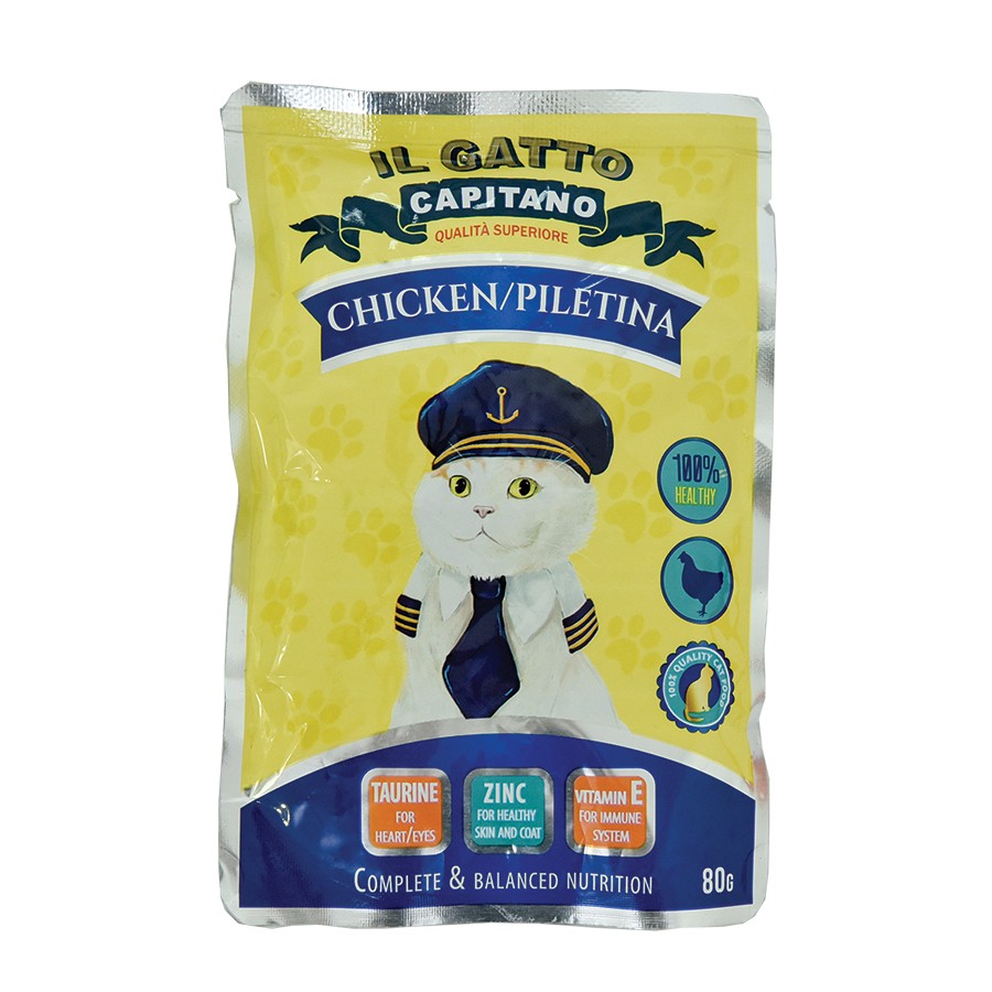 IL GATTO CAPITANO Hrana za mačke, Piletina, 80g
