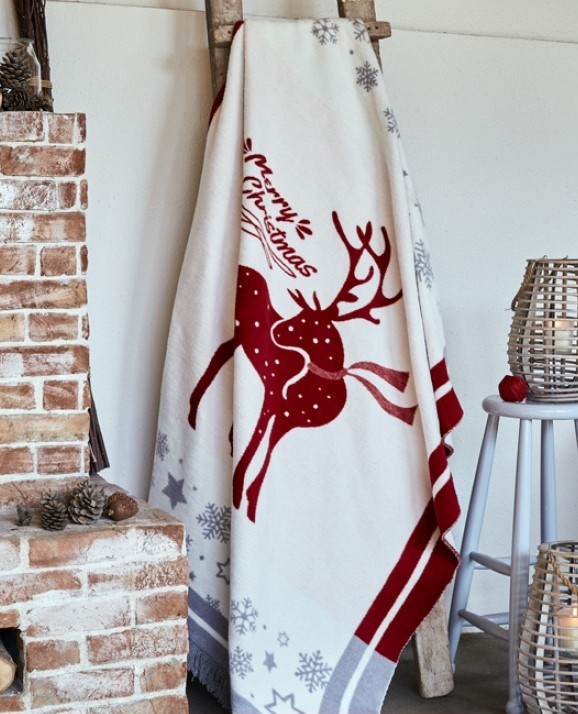 DEKOR DOM Ćebe Cotton Christmas Raindeer 22152-A, 200x230cm, Crveno