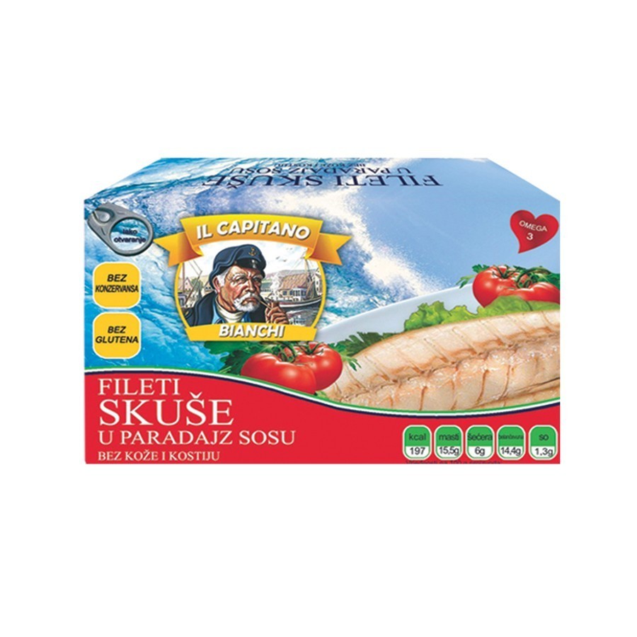 IL CAPITANO Skuša fileti u paradajz sosu, 115g