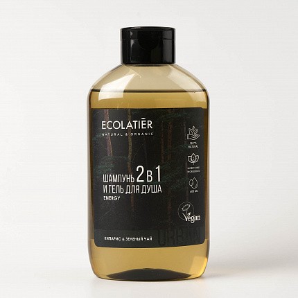 ECOLATIER Muški gel za tuširanje i šampon Čempres i zeleni čaj, 600 ml