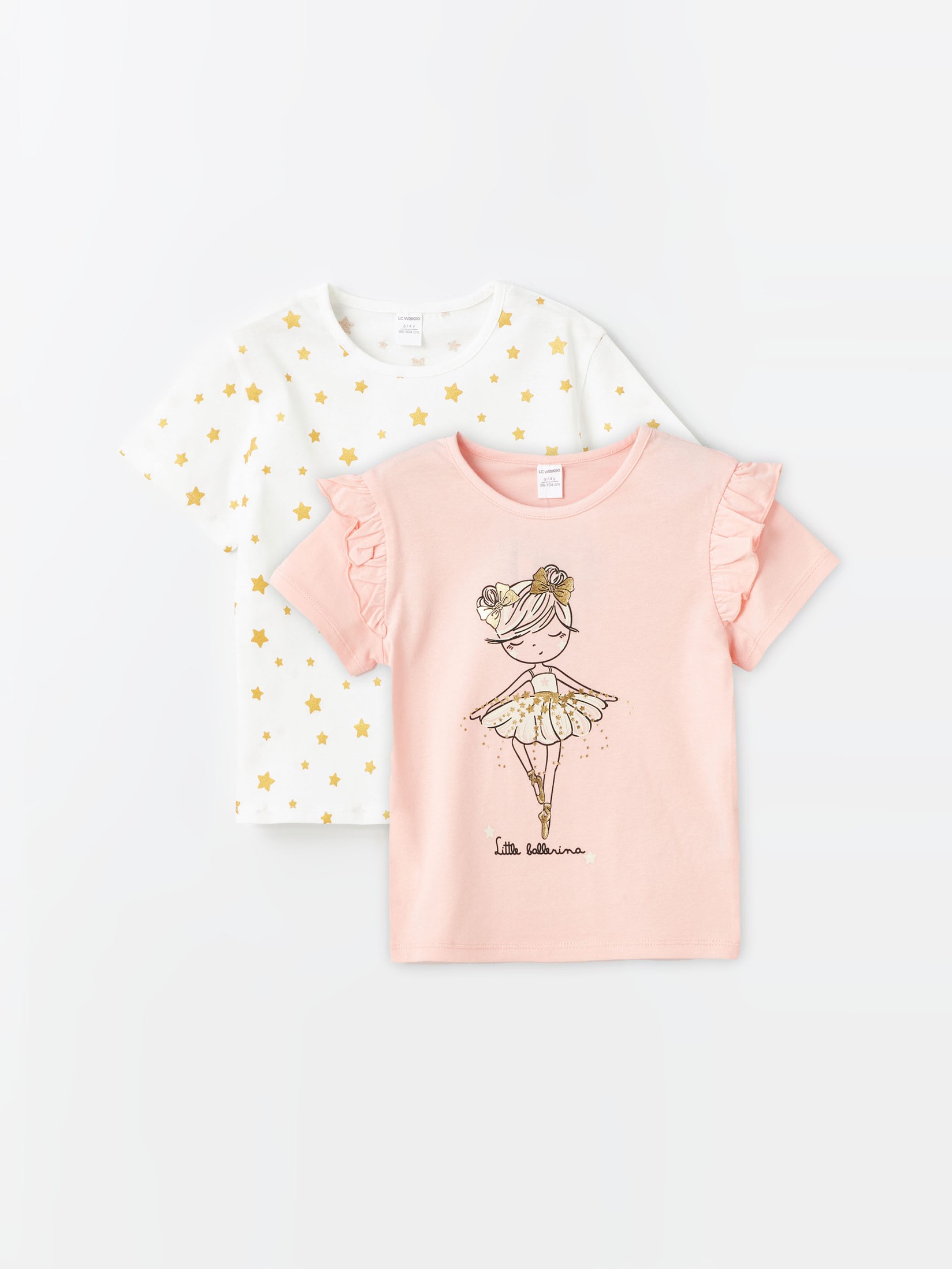 LC Waikiki Majica za devojčice S4FT83Z1-G7Z, 2 komada, Roze